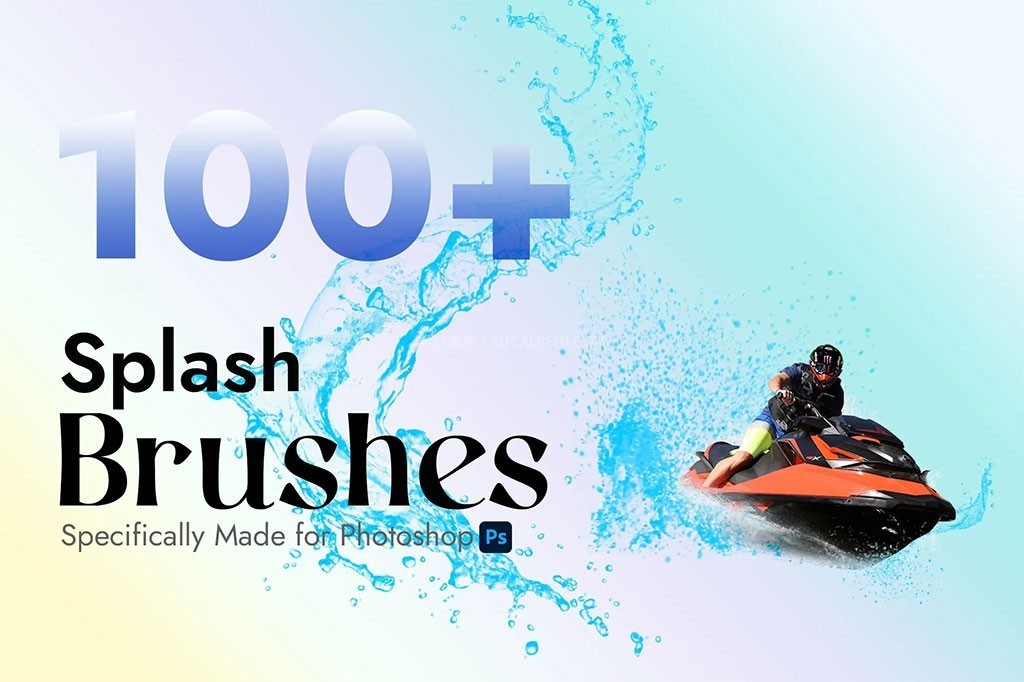 100+Photoshop泼墨水花图章笔刷